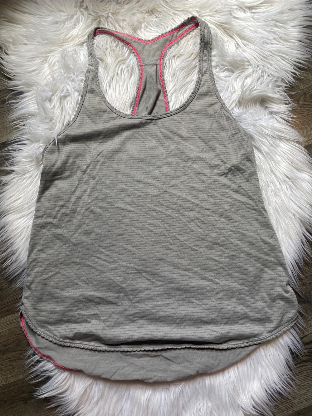 Women’s Lululemon Gray Racerback Tank Top with Pink Trim